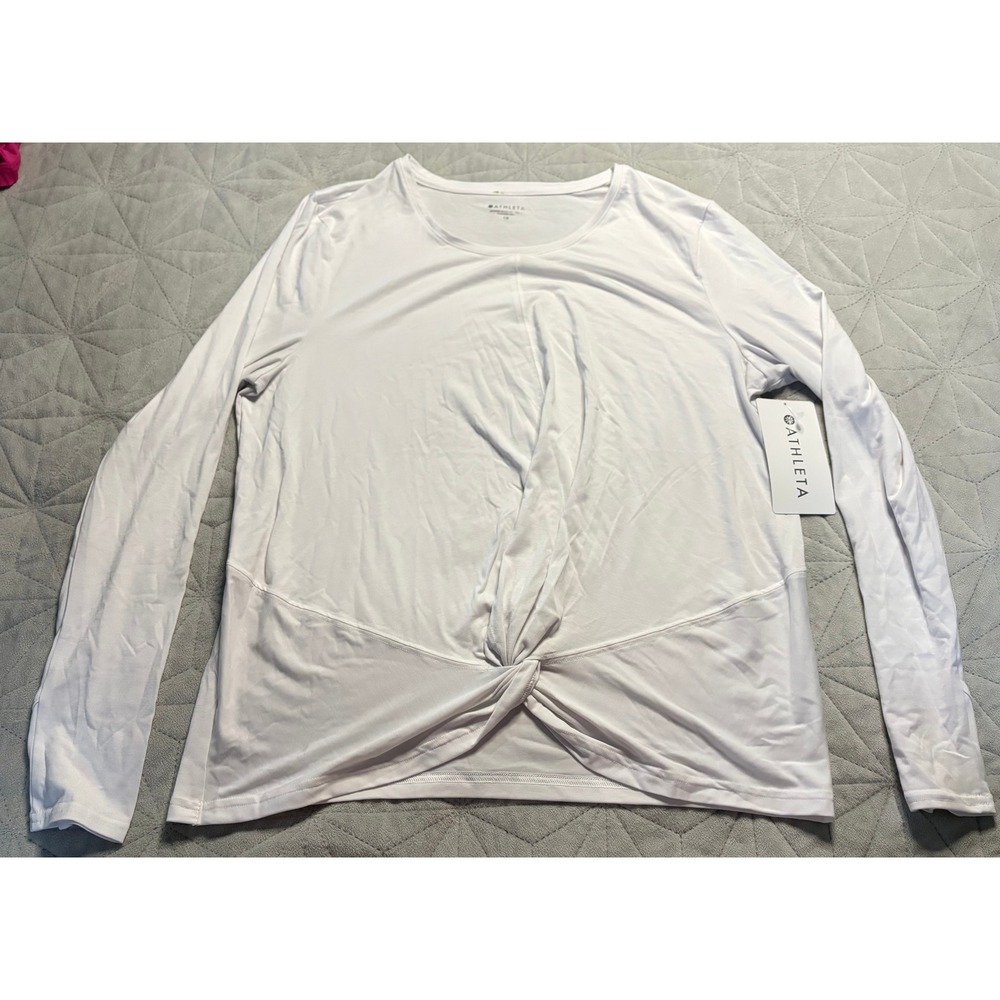 Athleta Essence Twist Top Womens 1X White NWT Long Sleeve Activewear 527201